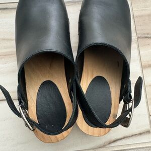 EUC MAJE Black Leather Women's Clogs
